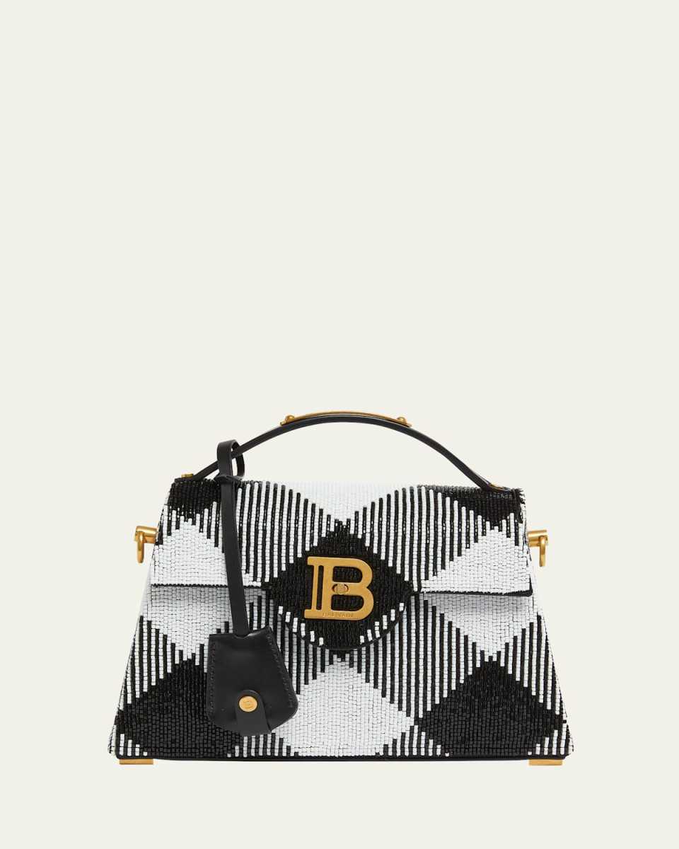 B-Buzz Dynasty Top-Handle Bag in Checkered Satin Silk